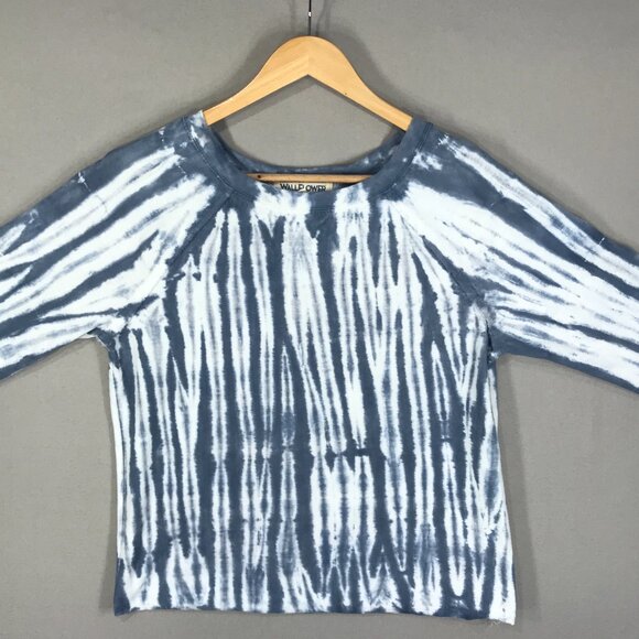 Wallflower Sweatshirt Womens Medium Blue White Tie Dye Pullover Long Sleeve Rag - Picture 8 of 12